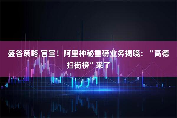盛谷策略 官宣！阿里神秘重磅业务揭晓：“高德扫街榜”来了